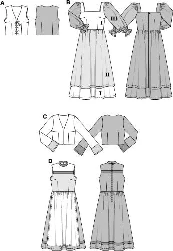 الگوی خیاطی بوردا استایل Burda 2457 لباس فانتزی کارناوال خدمتکار زن دهقان سایز 36-48 - سطح 3 متوسط