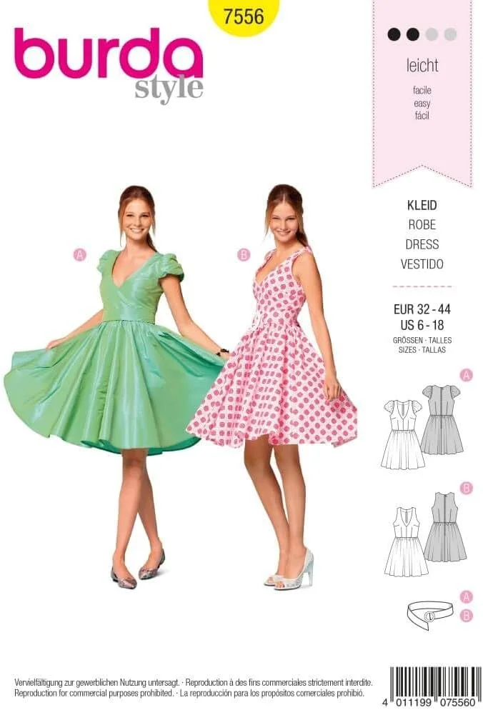 الگوی خیاطی لباس مدل burdastyle Burda B7556، ابعاد 19 در 13 سانتی متر الگوی خیاطی لباس مدل burdastyle Burda B7556، ابعاد 19 در 13 سانتی متر