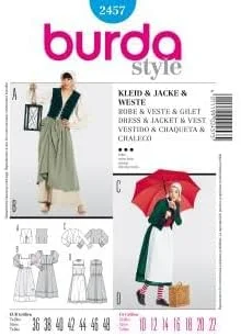 الگوی خیاطی بوردا استایل مدل 2457 لباس فانتزی کارناوال خدمتکار زن دهقان سایز 36-48 - سطح 3 متوسط