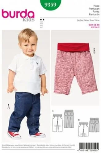 الگوی خیاطی آسان Burda برای نوزادان و کودکان نوپا 9359، شلوار با کمر کشی