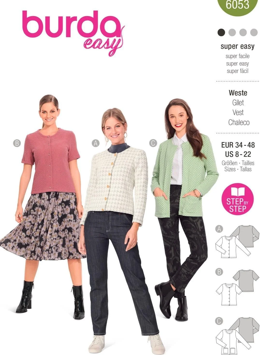 الگوی خیاطی Burda B6053 از Burdastyle، کاغذی، سفید، سایز 6-18-20