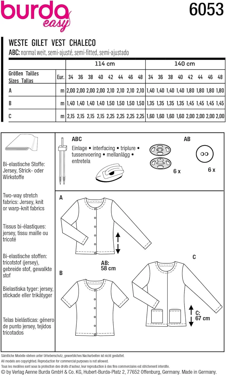 الگوی خیاطی Burda B6053 از Burdastyle، کاغذی، سفید، سایز 6-18-20 الگوی خیاطی Burda B6053 از Burdastyle، کاغذی، سفید، سایز 6-18-20