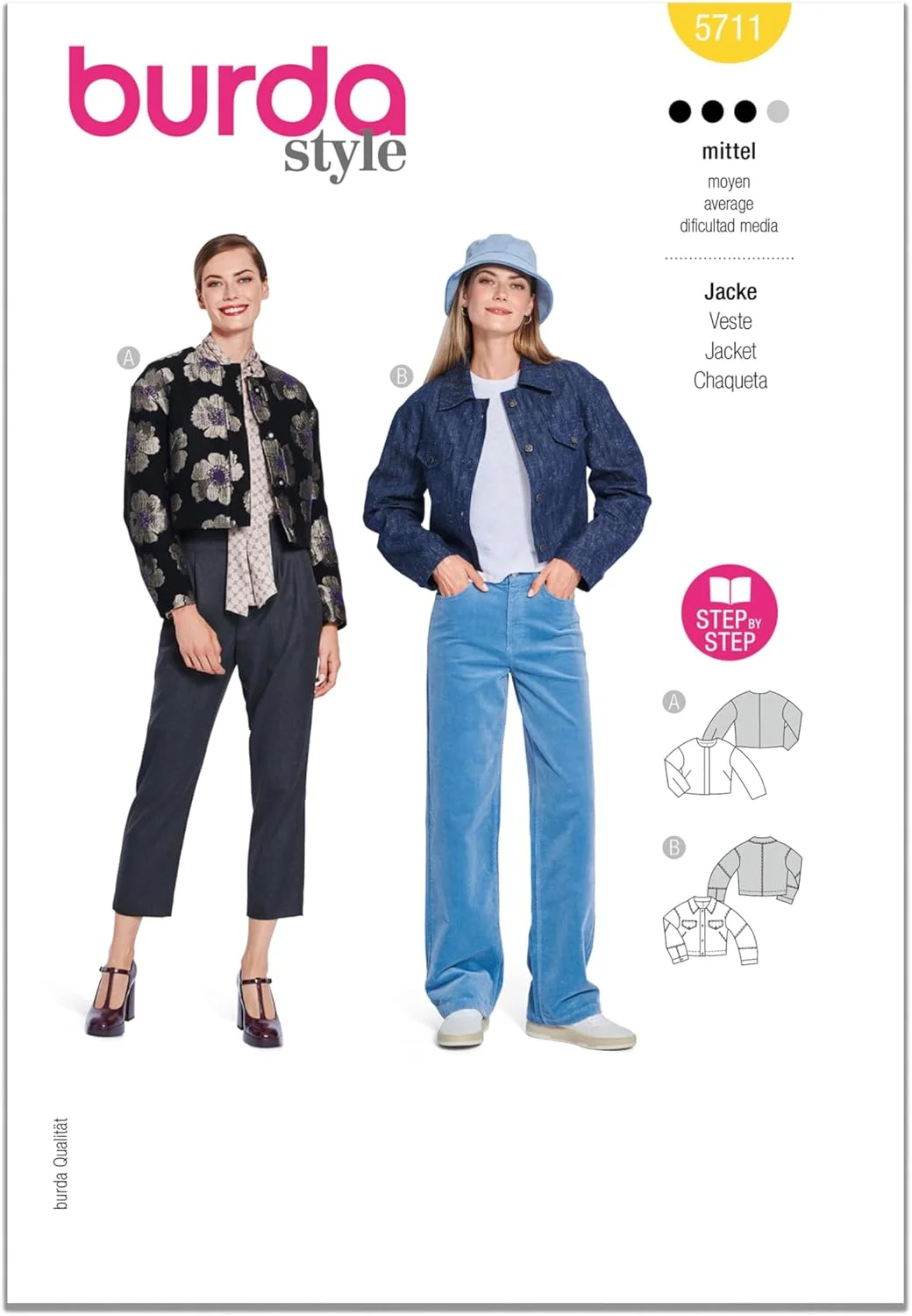 الگوی خیاطی ژاکت زنانه Burda Style X05711BURDA، کد طراحی B5711، سایزهای 10-22 (36-48)