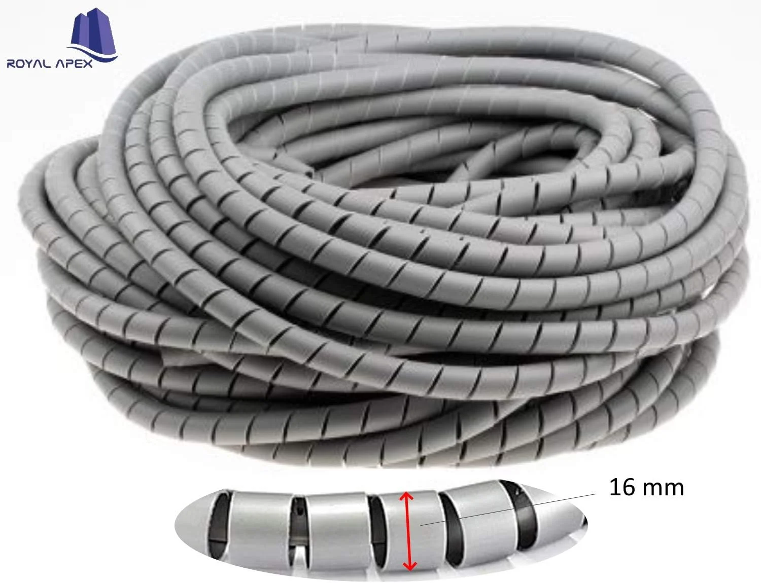 روکش سیم فنری مارپیچ Royal Apex HD برای مدیریت کابل کامپیوتر و خودرو (16 میلی متر)