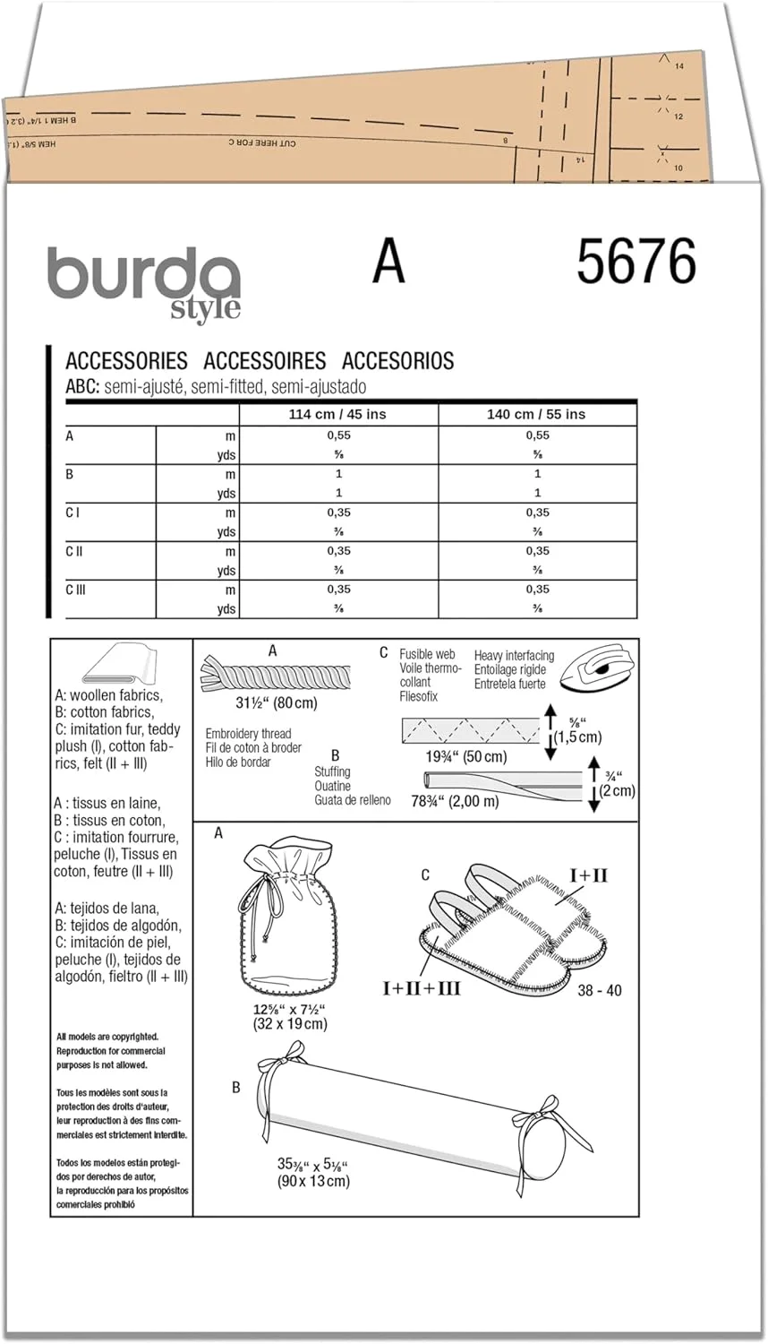 الگوی خیاطی جلد کیسه آب گرم، دمپایی خزدار و مسدود کننده درزگیر بوردا استایل X05676BURDA، کد طراحی B5676، سایز آزاد الگوی خیاطی جلد کیسه آب گرم، دمپایی خزدار و مسدود کننده درزگیر بوردا استایل X05676BURDA، کد طراحی B5676، سایز آزاد