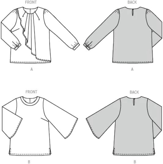 الگوی خیاطی بلوز و پیراهن زنانه Burda Style X05692BURDA، کد طراحی B5692، سایزهای 20-34 (46-60)