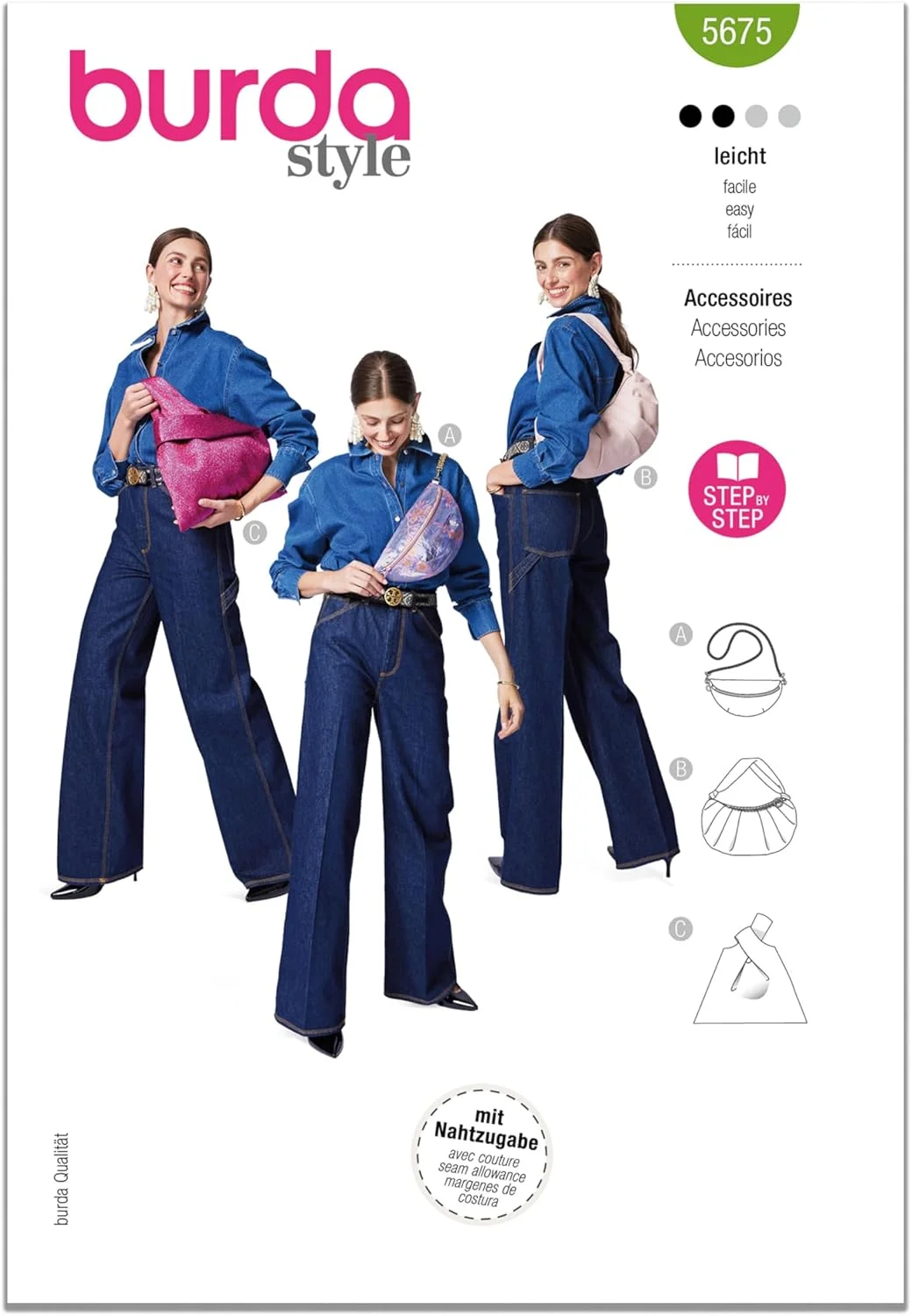 الگوی خیاطی کیف های مینیاتوری Burda Style X05675BURDA، کد طراحی B5675، سایز واحد