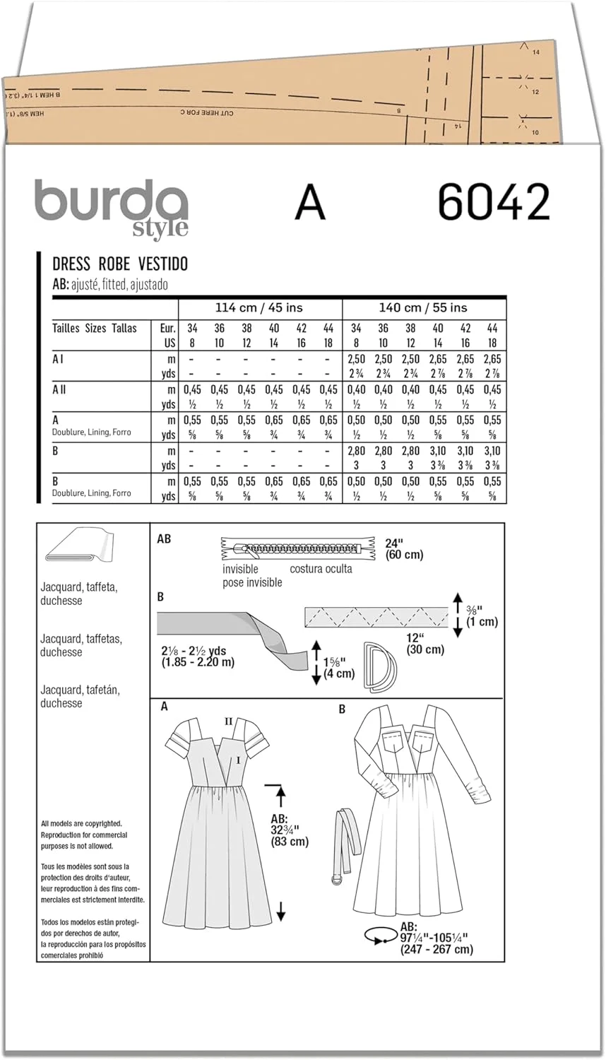 الگوی خیاطی بوردا استایل B6042 - لباس زنانه
