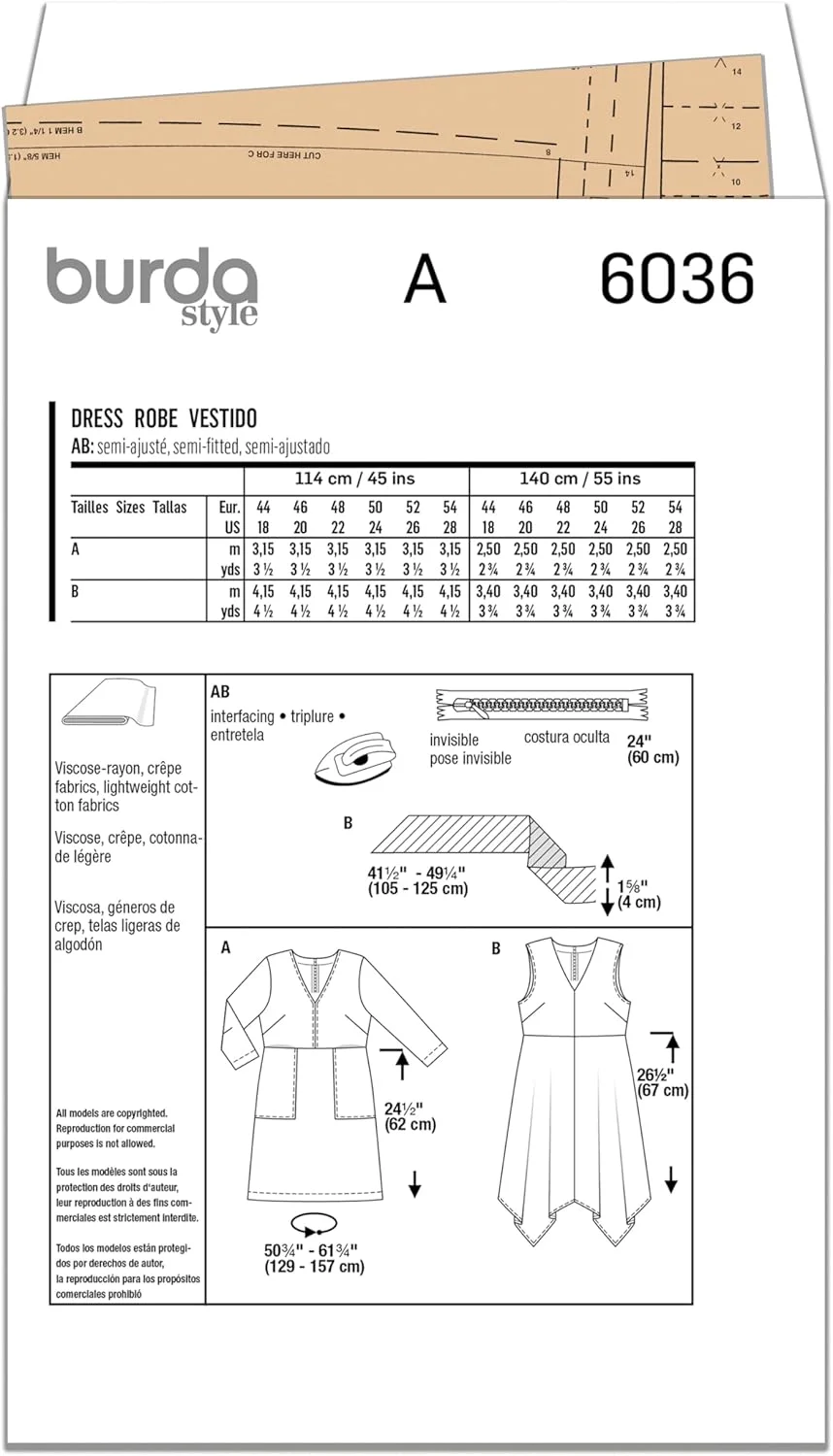 الگوی خیاطی Burda Style B6036 - لباس زنانه الگوی خیاطی Burda Style B6036 - لباس زنانه
