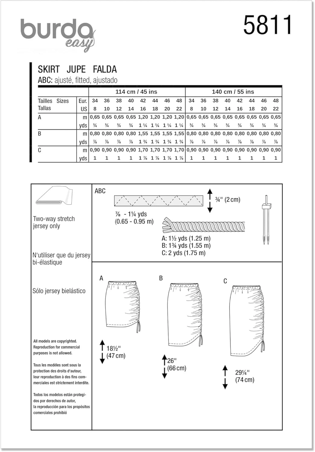 الگوی خیاطی دامن زنانه Burda Style B5811