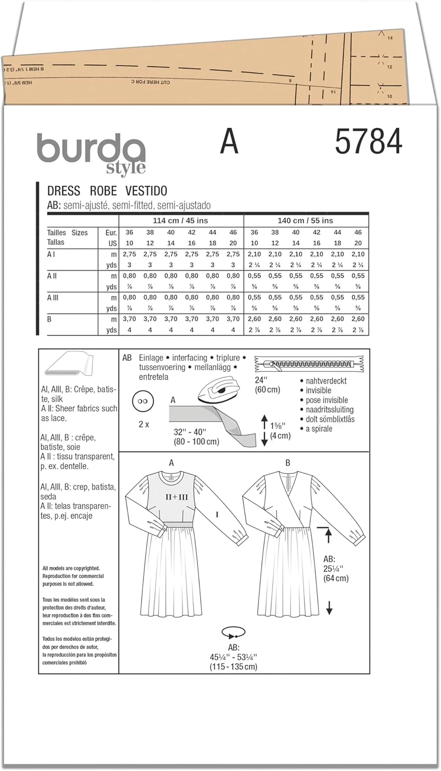 الگوی خیاطی Burda Style B5784 - لباس زنانه