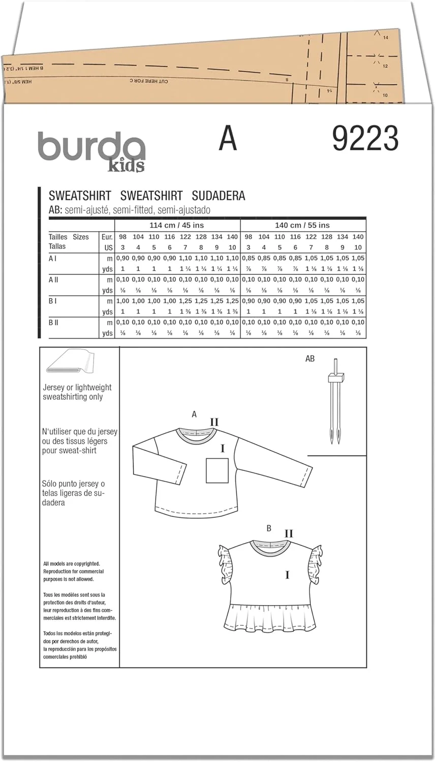 الگوی خیاطی Burda Style B9223 تاپ بچگانه الگوی خیاطی Burda Style B9223 تاپ بچگانه