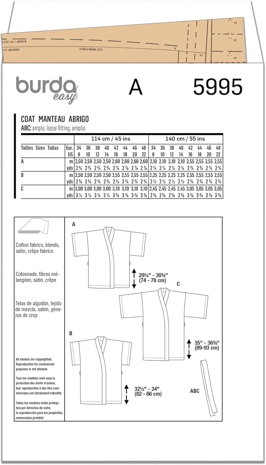 الگوی خیاطی بوردا استایل B5995 کت زنانه