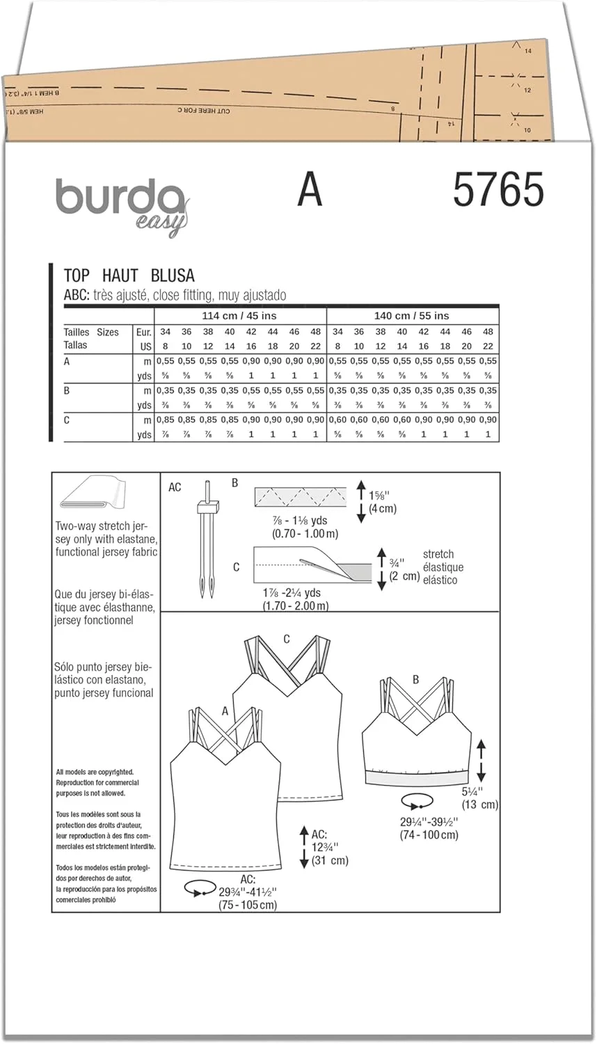 الگوی خیاطی بوردا استایل B5765 تاپ زنانه الگوی خیاطی بوردا استایل B5765 تاپ زنانه