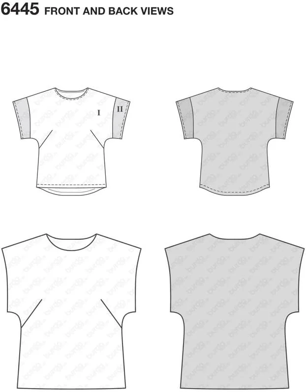 الگوی خیاطی بوردا استایل B6445 - تاپ های ساده زنانه با لبه منحنی، A(20-22-24-26-28-30-32-34)