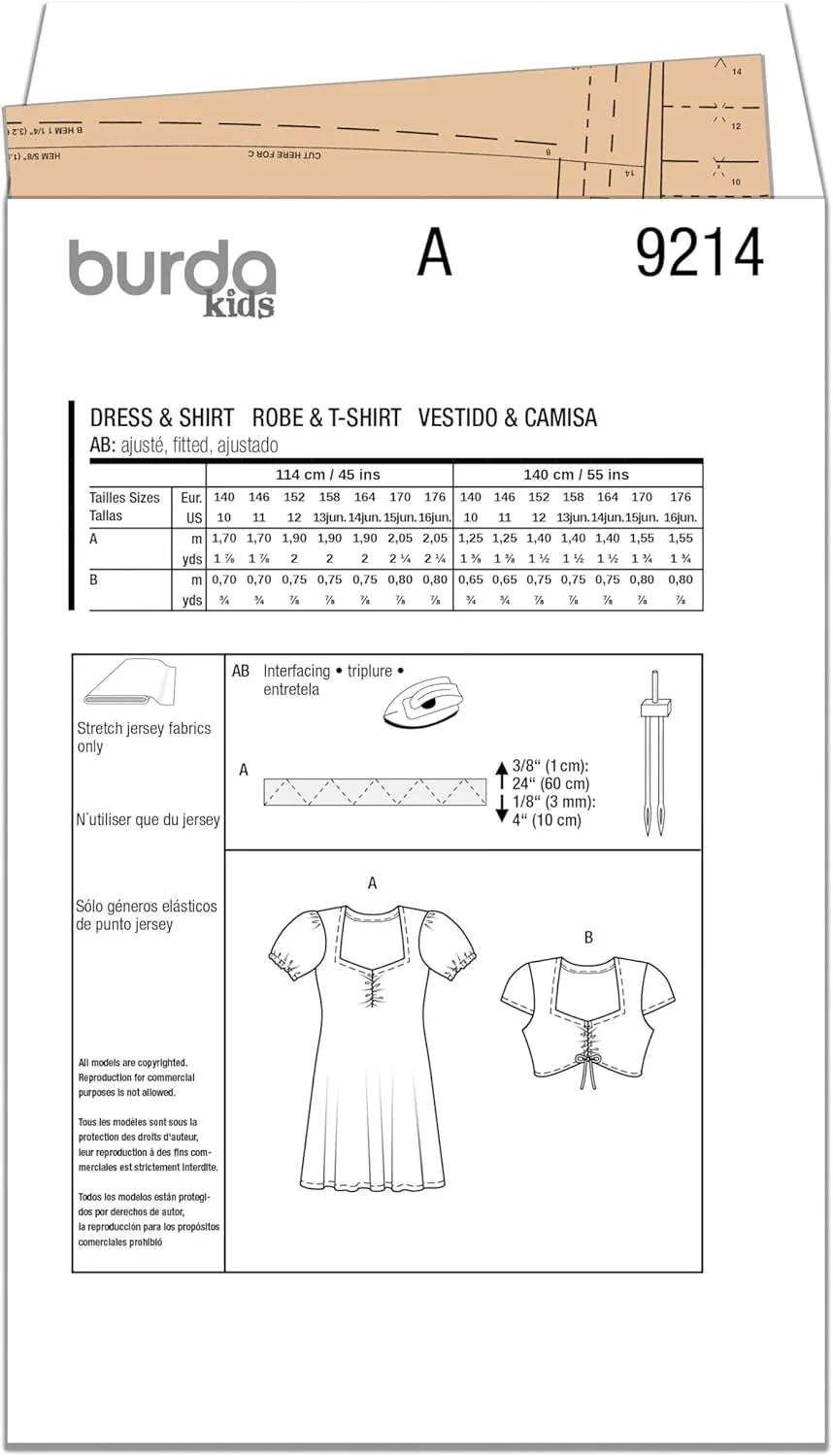 الگوی خیاطی Burda Style B9214 لباس و پیراهن بچگانه