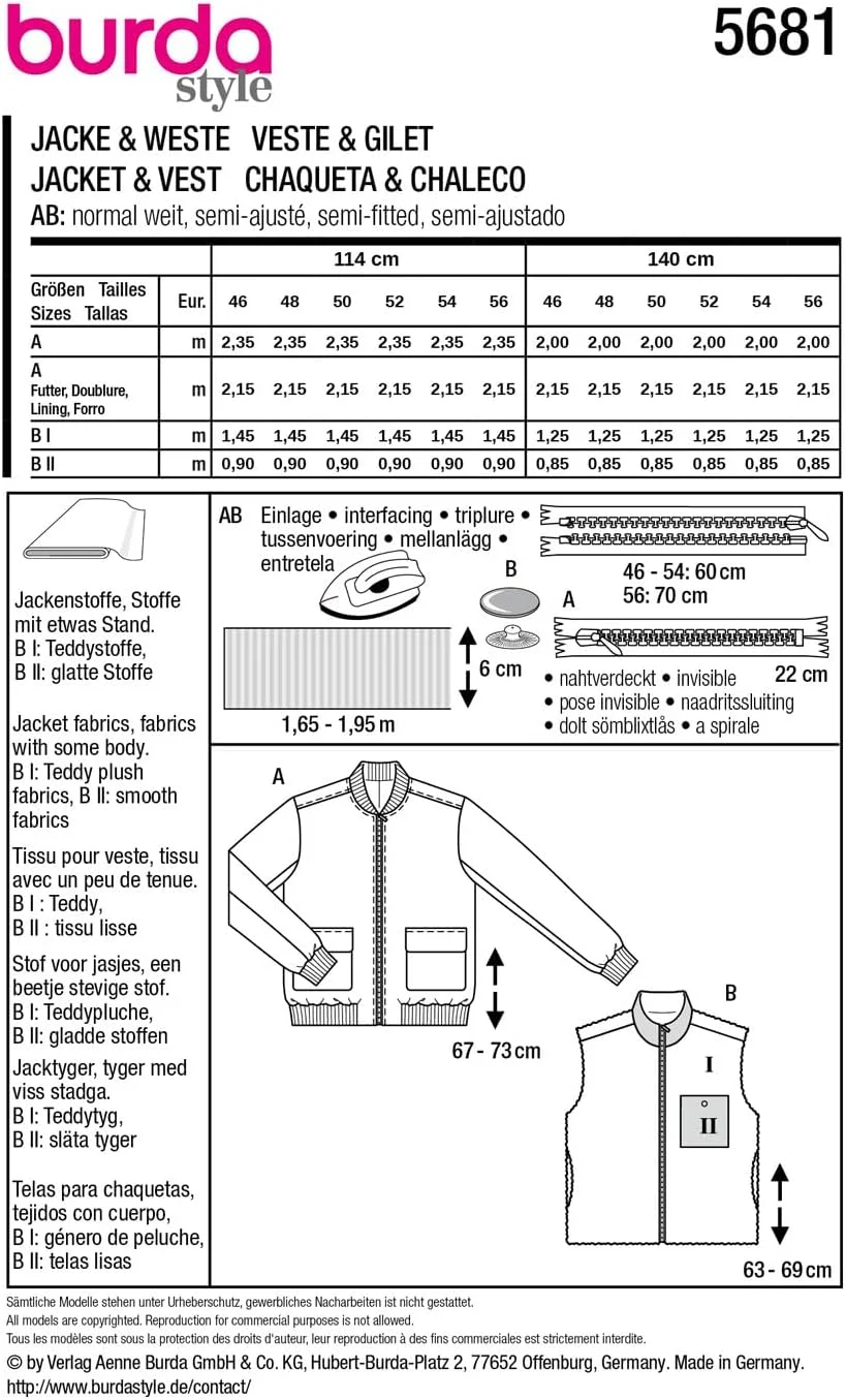 الگوی خیاطی بلوز و جلیقه مردانه Burda Style #5681 سایز 46-56