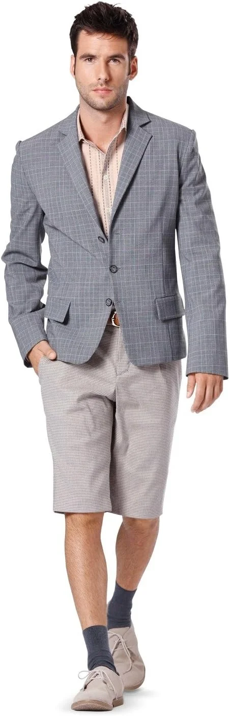 الگوی خیاطی کت و شلوار مردانه BURDA STYLE 7046 - شامل ژاکت، شورت و شلوار - سایزهای مردانه: 34 36 38 40 42 44