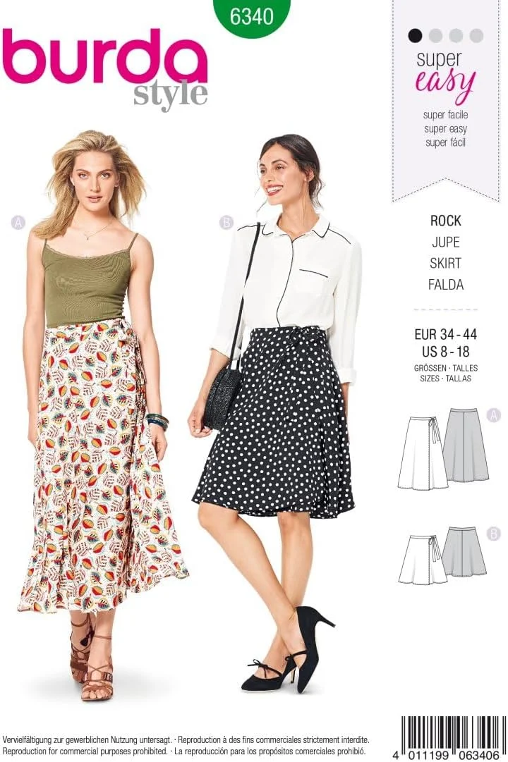 الگوی خیاطی بوردا 6340 دامن [سایز زنانه 8-10] خیاطی خودتان مبتدیان [L1]