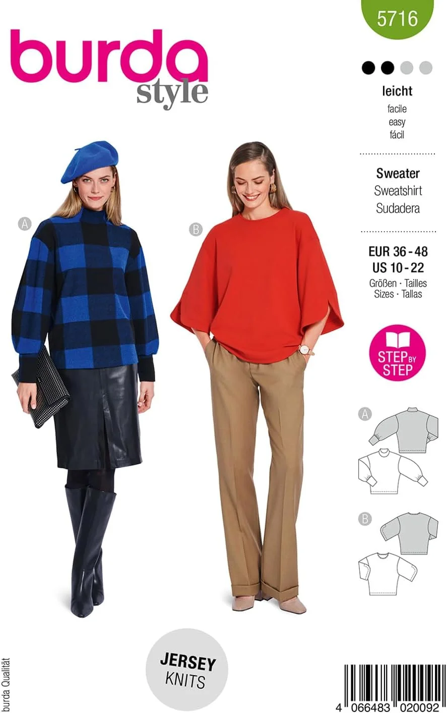 الگوی خیاطی بوردا استایل شماره 5716، بلوز زنانه سایز 36-46