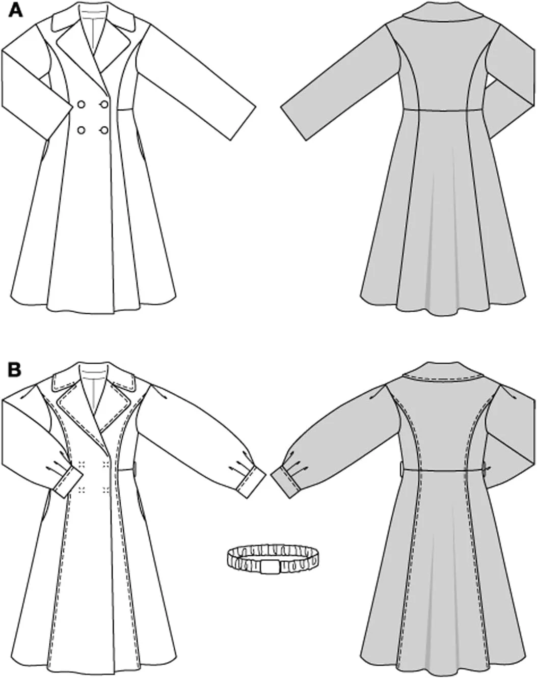 الگوی خیاطی زنانه بوردا استایل مدل 5683، کت های زنانه با یقه XL، سایز 36-48