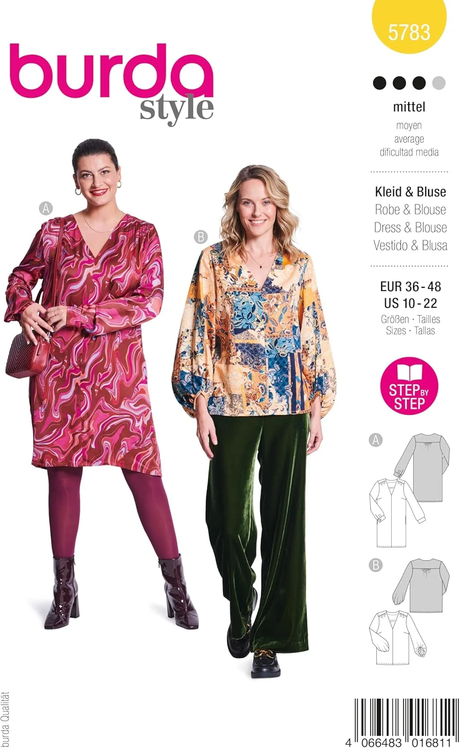 الگوی خیاطی زنانه Burda Style، لباس/بلوز، سایز 36-48