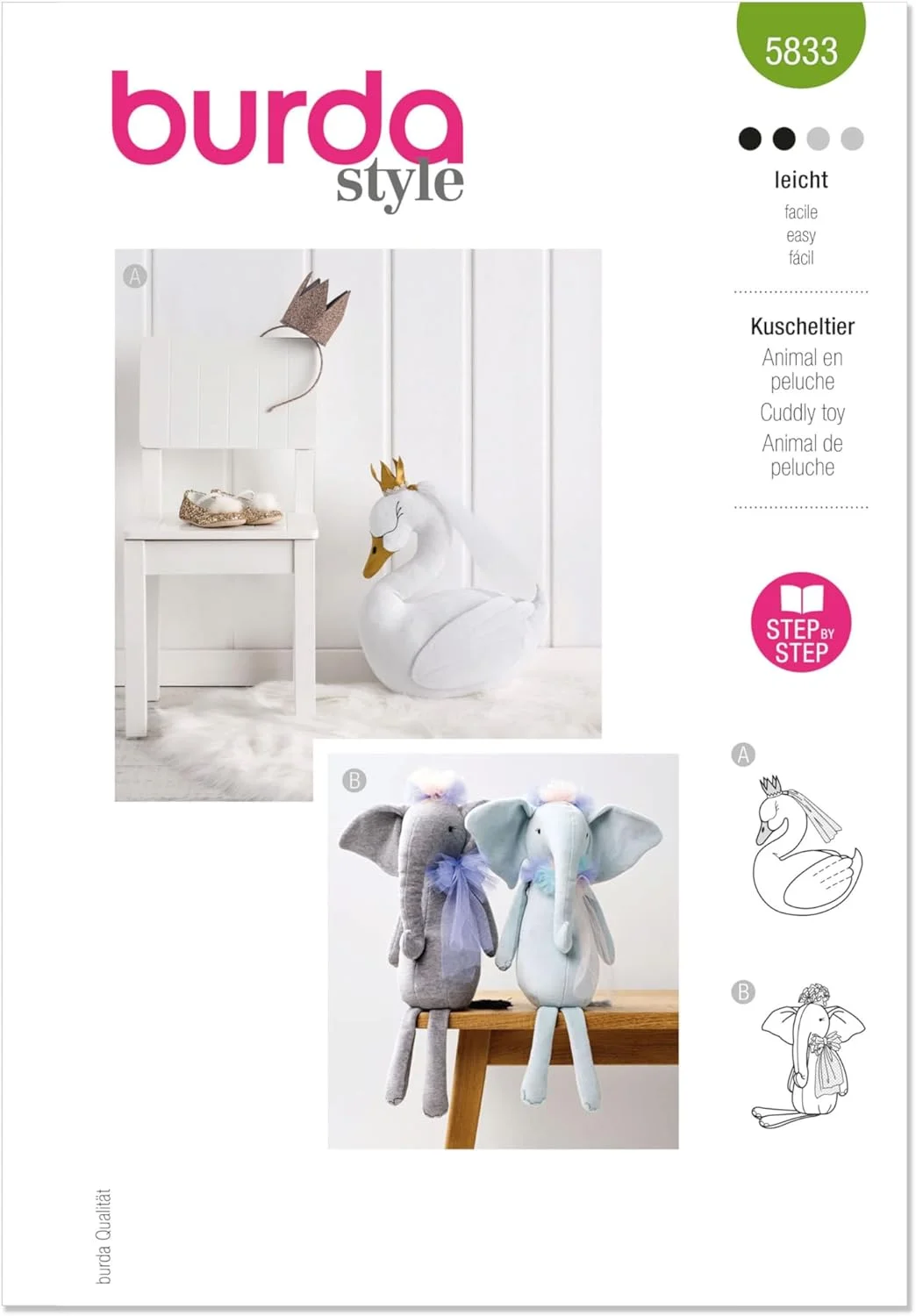 الگوی خیاطی حیوانات عروسکی Burda Style B5833 الگوی خیاطی حیوانات عروسکی Burda Style B5833