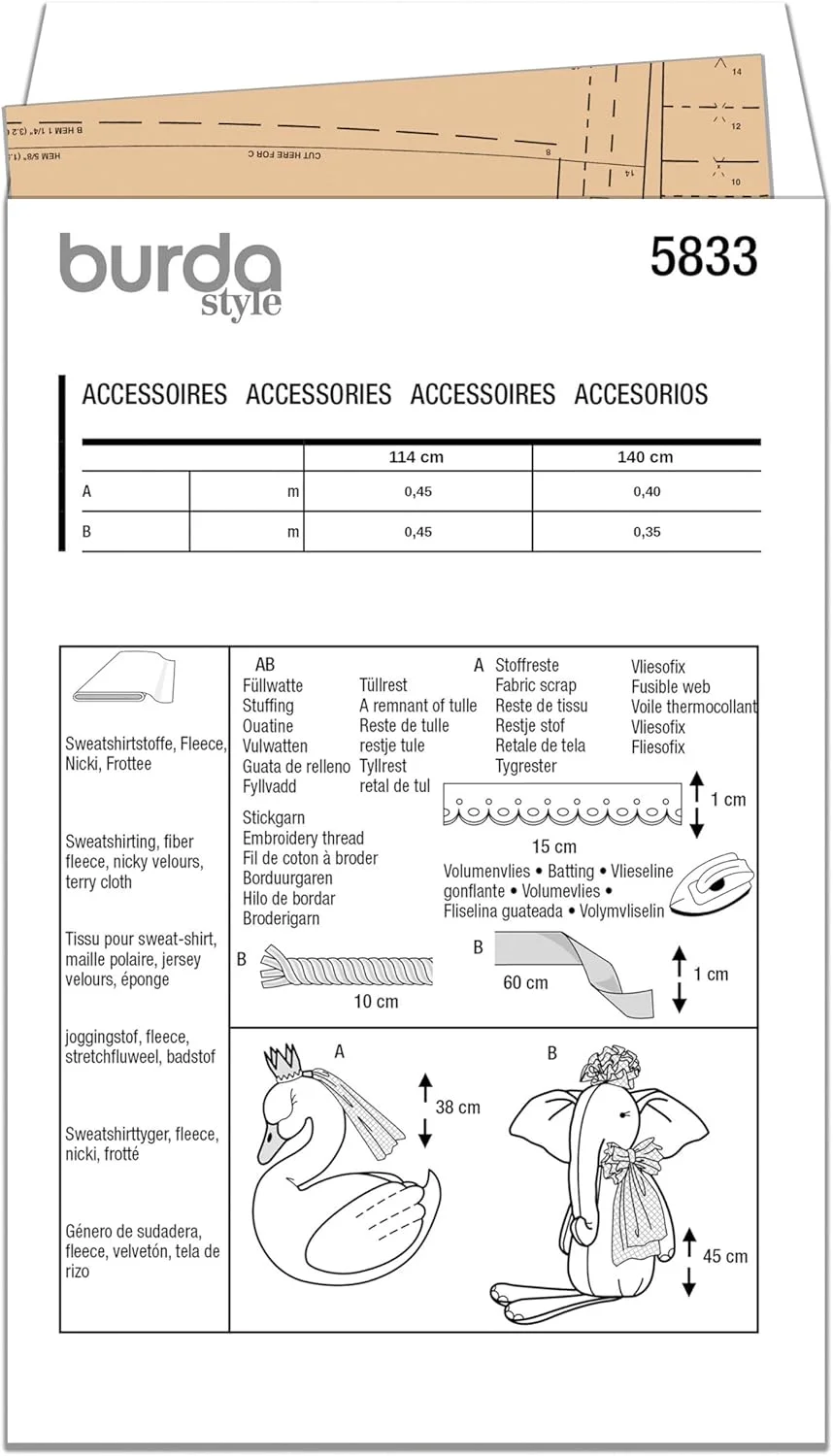 الگوی خیاطی حیوانات عروسکی Burda Style B5833 الگوی خیاطی حیوانات عروسکی Burda Style B5833