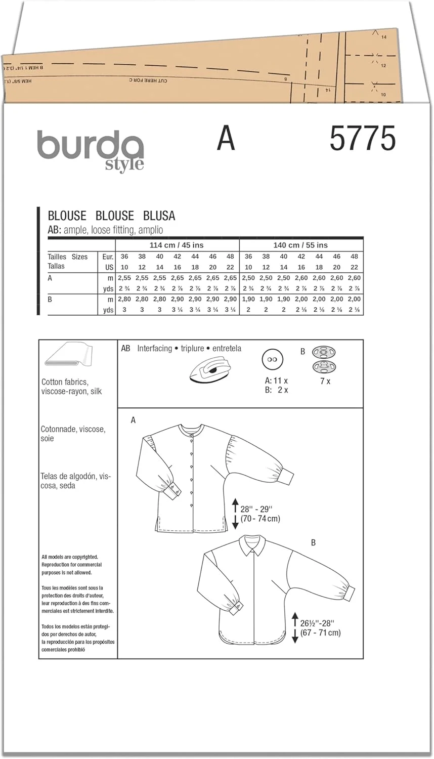 الگوی خیاطی بردا استایل B5775 بلوز زنانه