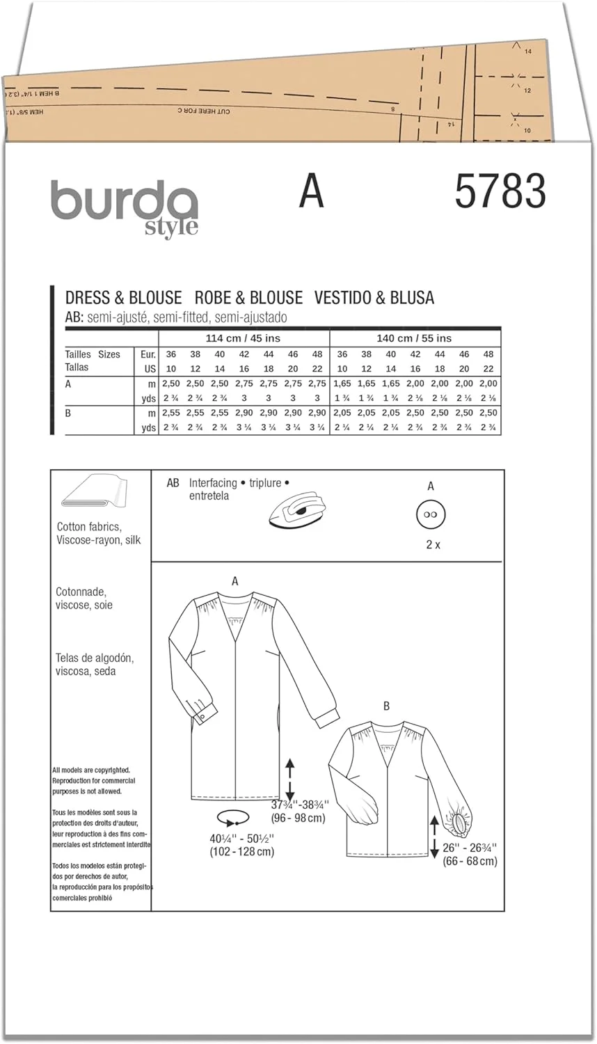 الگوی خیاطی Burda Style B5783: لباس و بلوز زنانه
