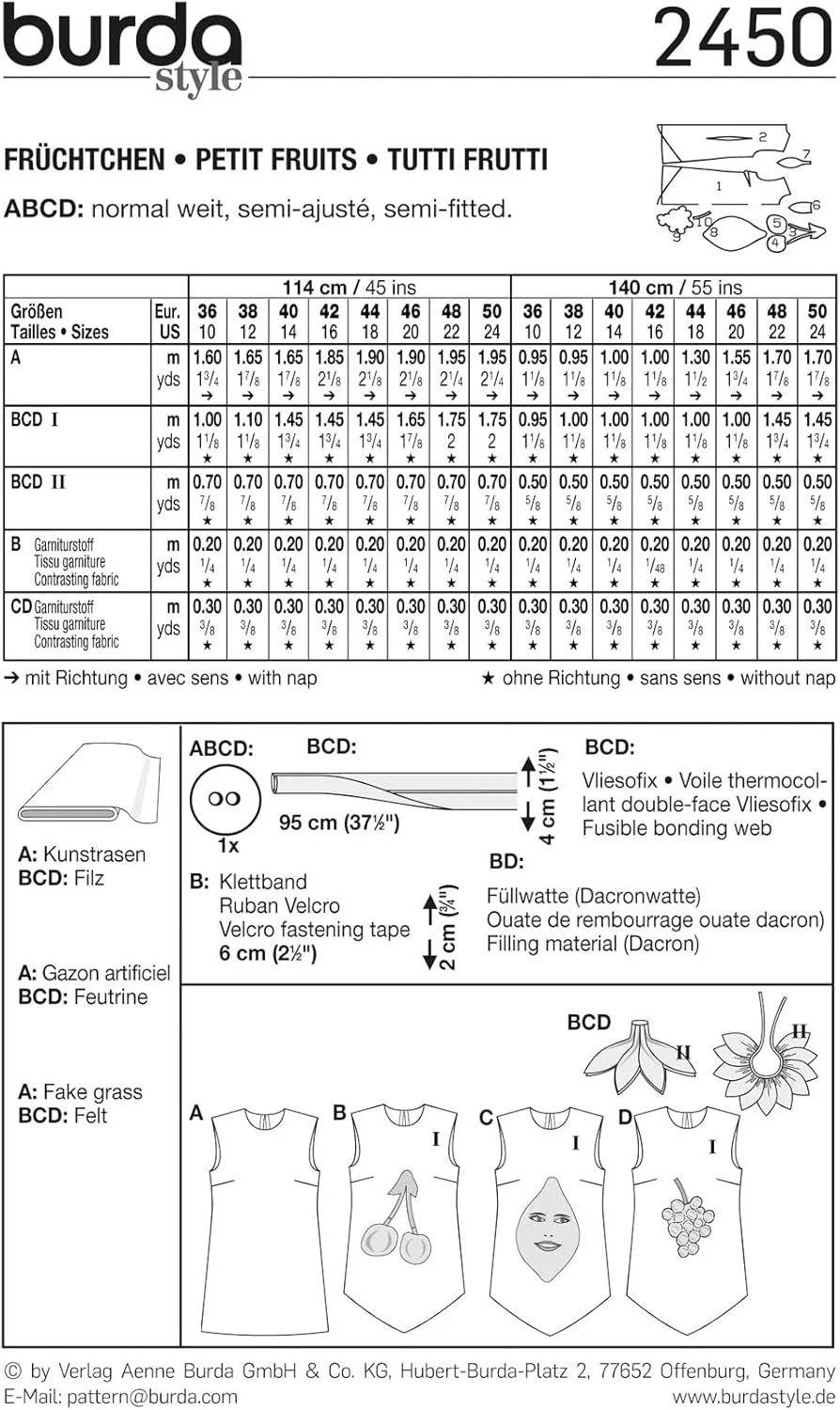 الگوی خیاطی بردا 2450 لباس فانتزی سایز 36-50