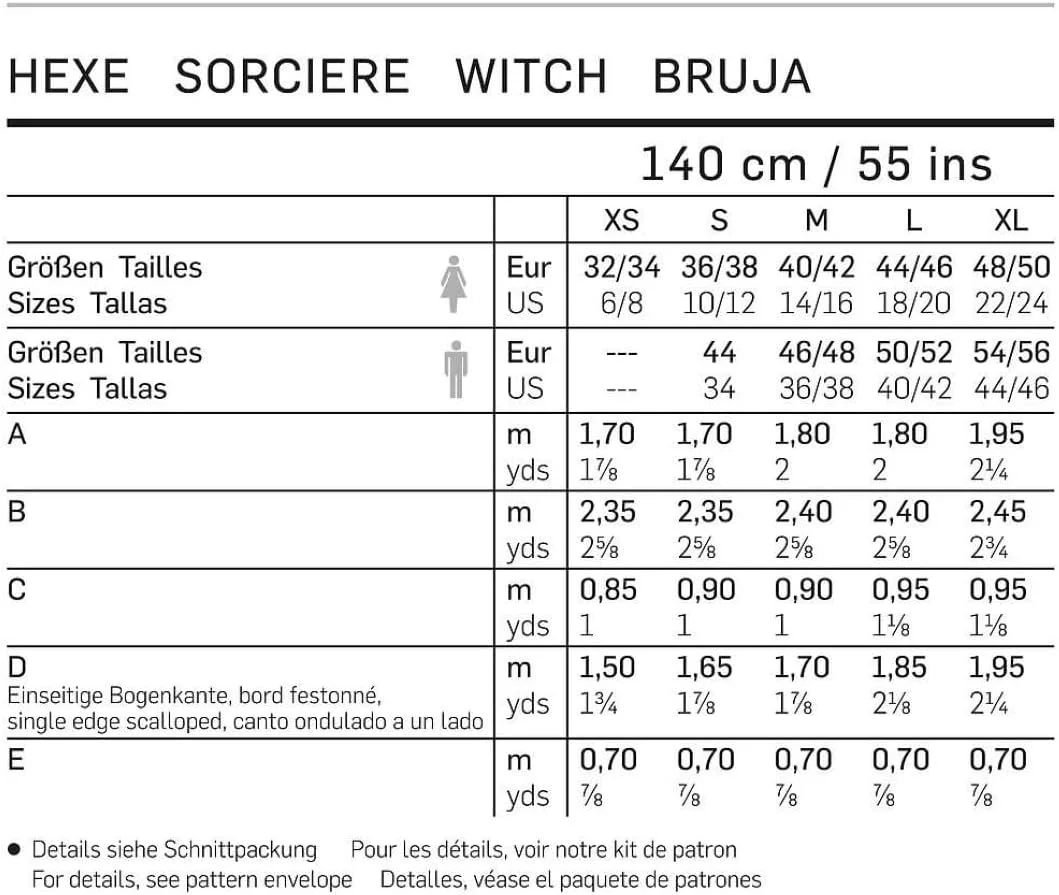 الگوی خیاطی بردا 2366 لباس کارناوال جادوگر (سایز XS - XL مردانه و زنانه) سطح 1 فوق العاده آسان