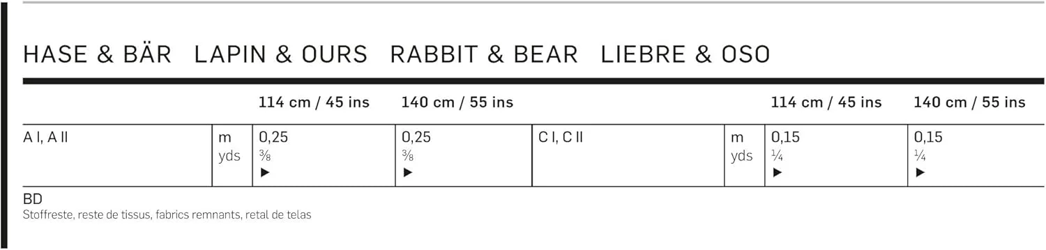 الگوی خیاطی بوردا 7409 اسباب بازی های بغلی خرگوش و خرس 24-29 سانتی متر بزرگ