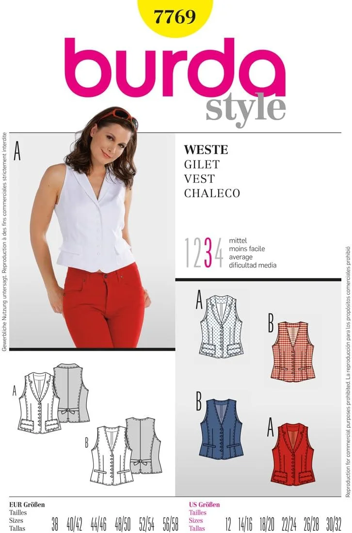 الگوی خیاطی بوردا 7769 جلیقه زنانه سایز 38-50