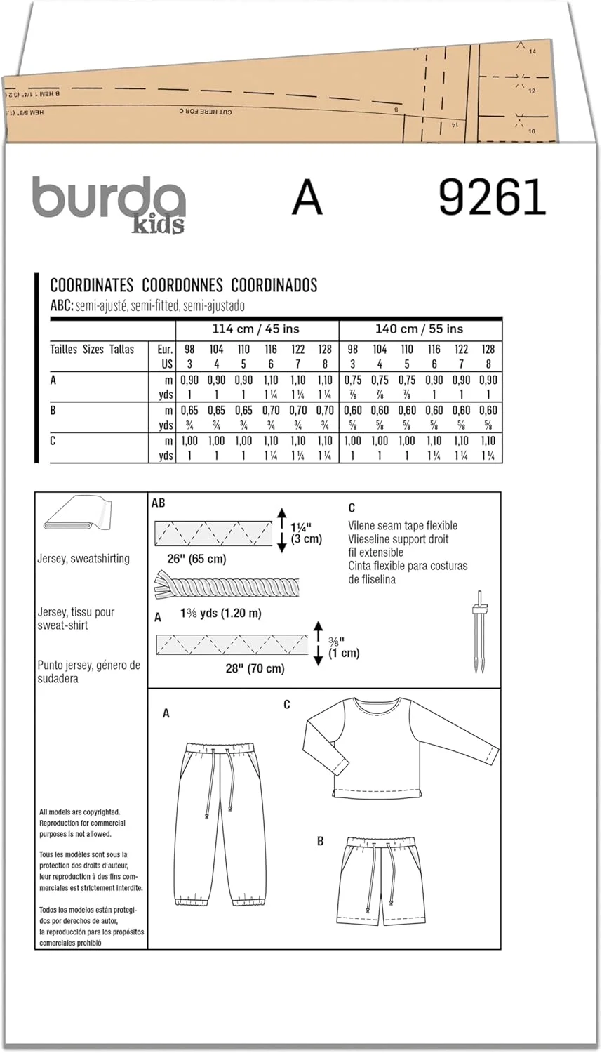 الگوی خیاطی بوردا استایل B9261 شلوار و تاپ بچگانه الگوی خیاطی بوردا استایل B9261 شلوار و تاپ بچگانه