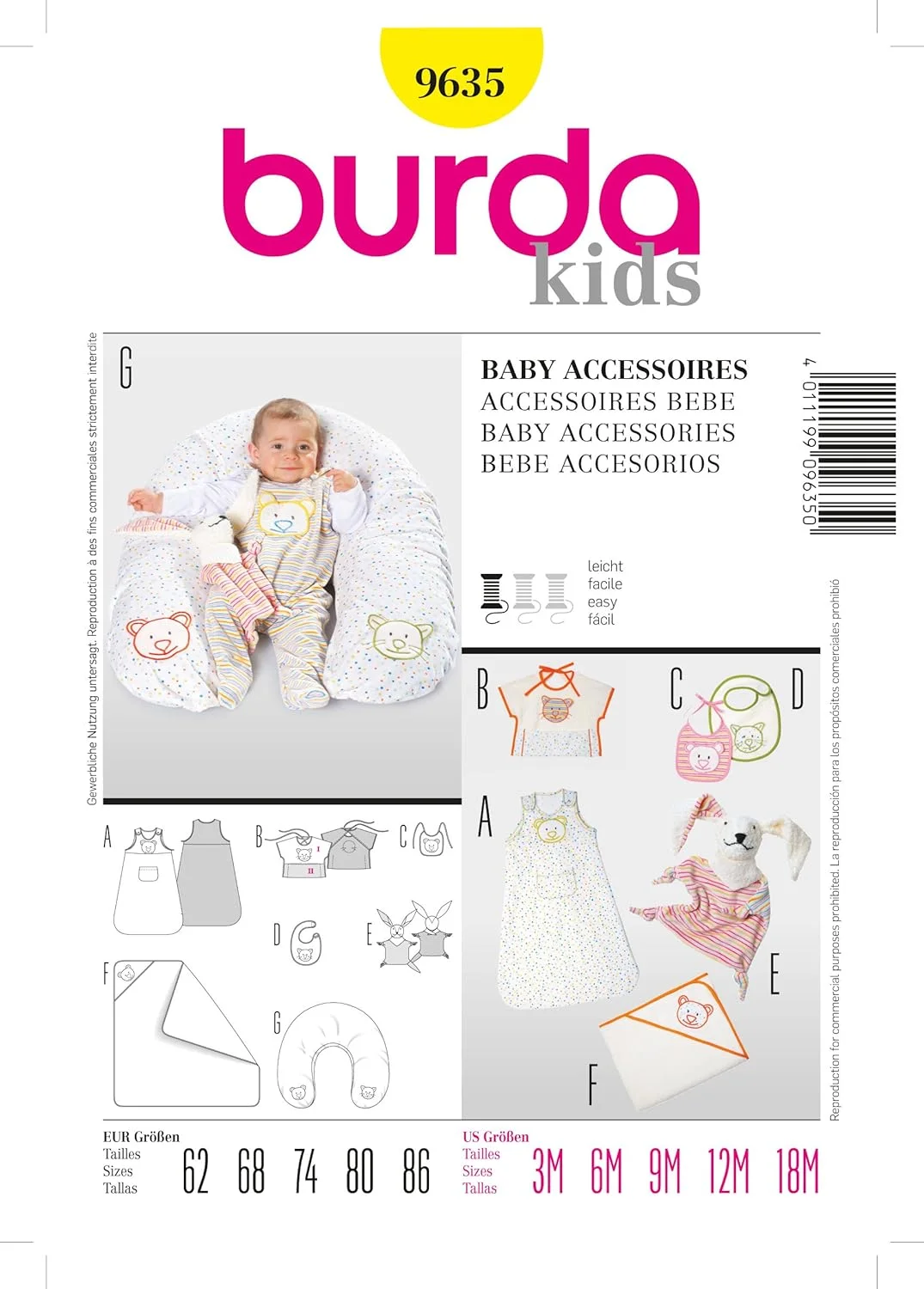 الگوی خیاطی بوردا 9635 لوازم جانبی نوزاد سایز 19 x 13 سانتی متر 62-86 اروپا الگوی خیاطی بوردا 9635 لوازم جانبی نوزاد سایز 19 x 13 سانتی متر 62-86 اروپا