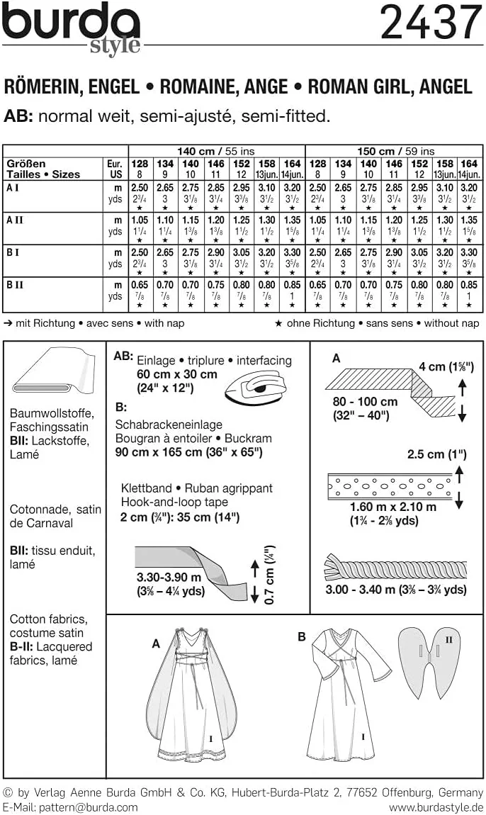 الگوی خیاطی بردا 2437 فرشته سایز 128-164