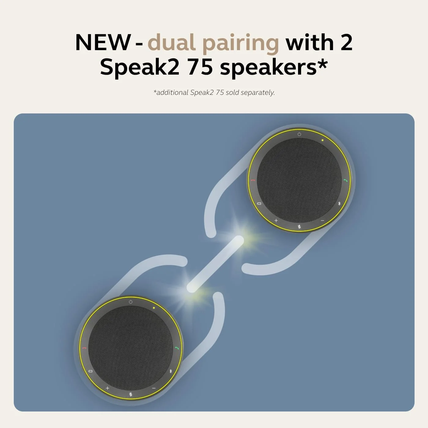 اسپیکرفون بلوتوث بیسیم Jabra Speak2 75 (نسخه 2025) - 4 میکروفون حذف نویز، بلندگوهای 65 میلیمتری - ویژگی اتصال جدید - دانگل USB-A - دارای گواهینامه برای Zoom و Google Meet - خاکستری تیره اسپیکرفون بلوتوث بیسیم Jabra Speak2 75 (نسخه 2025) - 4 میکروفون حذف نویز، بلندگوهای 65 میلیمتری - ویژگی اتصال جدید - دانگل USB-A - دارای گواهینامه برای Zoom و Google Meet - خاکستری تیره