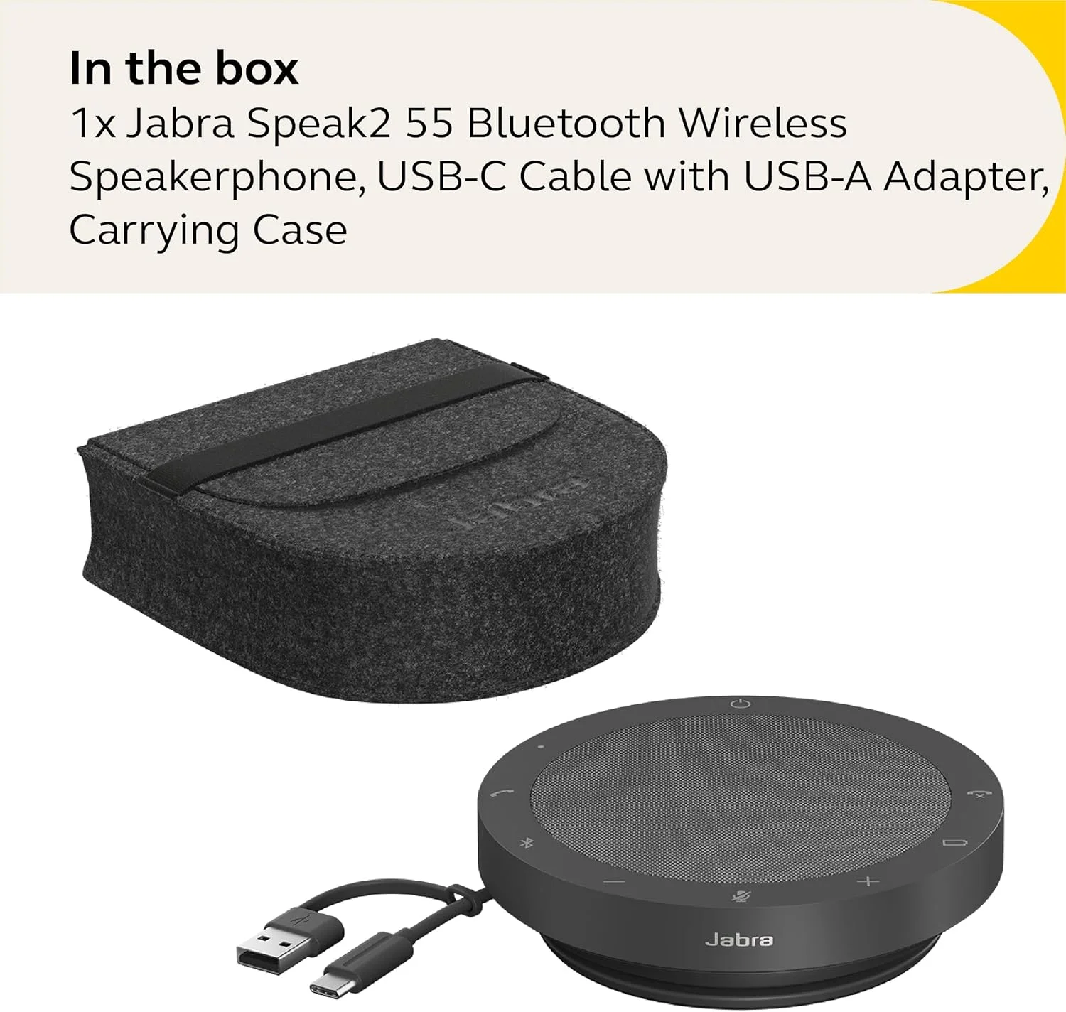 اسپیکرفون بلوتوث بی سیم Jabra Speak2 55 - اسپیکر جمع و جور و قابل حمل با 4 میکروفون حذف نویز، بلندگوی 50 میلی متری با دامنه کامل و صدای باند پهن - دارای گواهی Zoom و Google Meet - خاکستری تیره اسپیکرفون بلوتوث بی سیم Jabra Speak2 55 - اسپیکر جمع و جور و قابل حمل با 4 میکروفون حذف نویز، بلندگوی 50 میلی متری با دامنه کامل و صدای باند پهن - دارای گواهی Zoom و Google Meet - خاکستری تیره