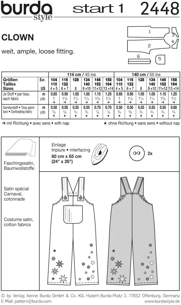 الگوی خیاطی بوردا 2448 لباس فانتزی بچه گانه سایز 104-164 سانتی متر الگوی خیاطی بوردا 2448 لباس فانتزی بچه گانه سایز 104-164 سانتی متر