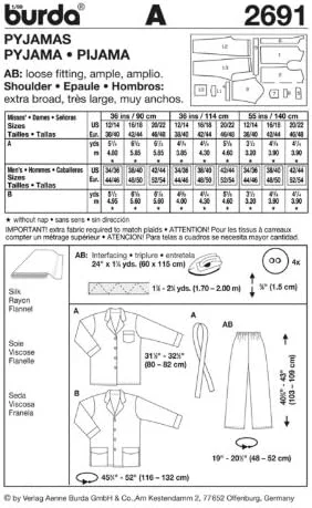 الگوی خیاطی بردا کرافت 2691 - پیژامه سایز: تک سایز