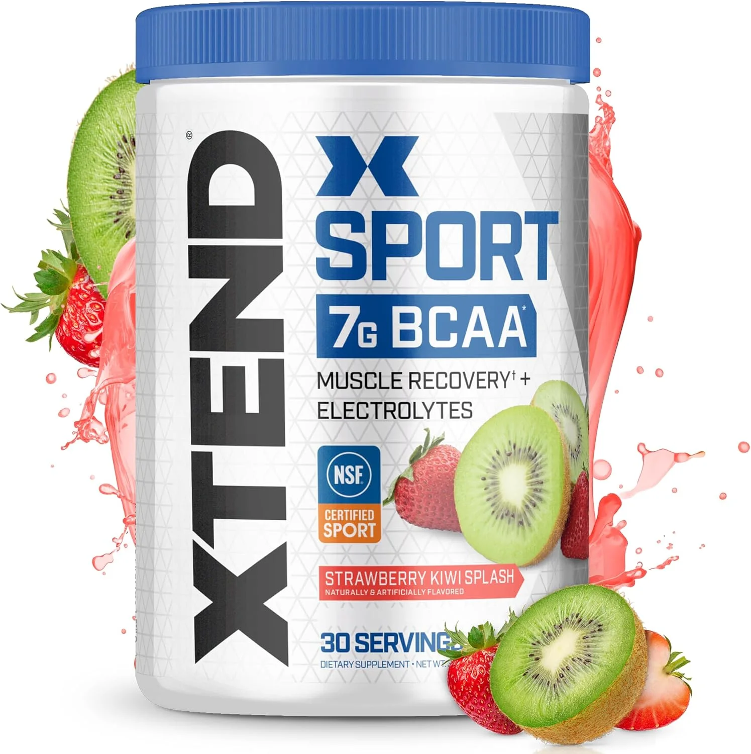 پودر بی سی ای ای ورزشی XTEND - پودر الکترولیت بدون قند برای ریکاوری و آبرسانی با آمینو اسیدها - طعم توت فرنگی کیوی - 30 سروینگ