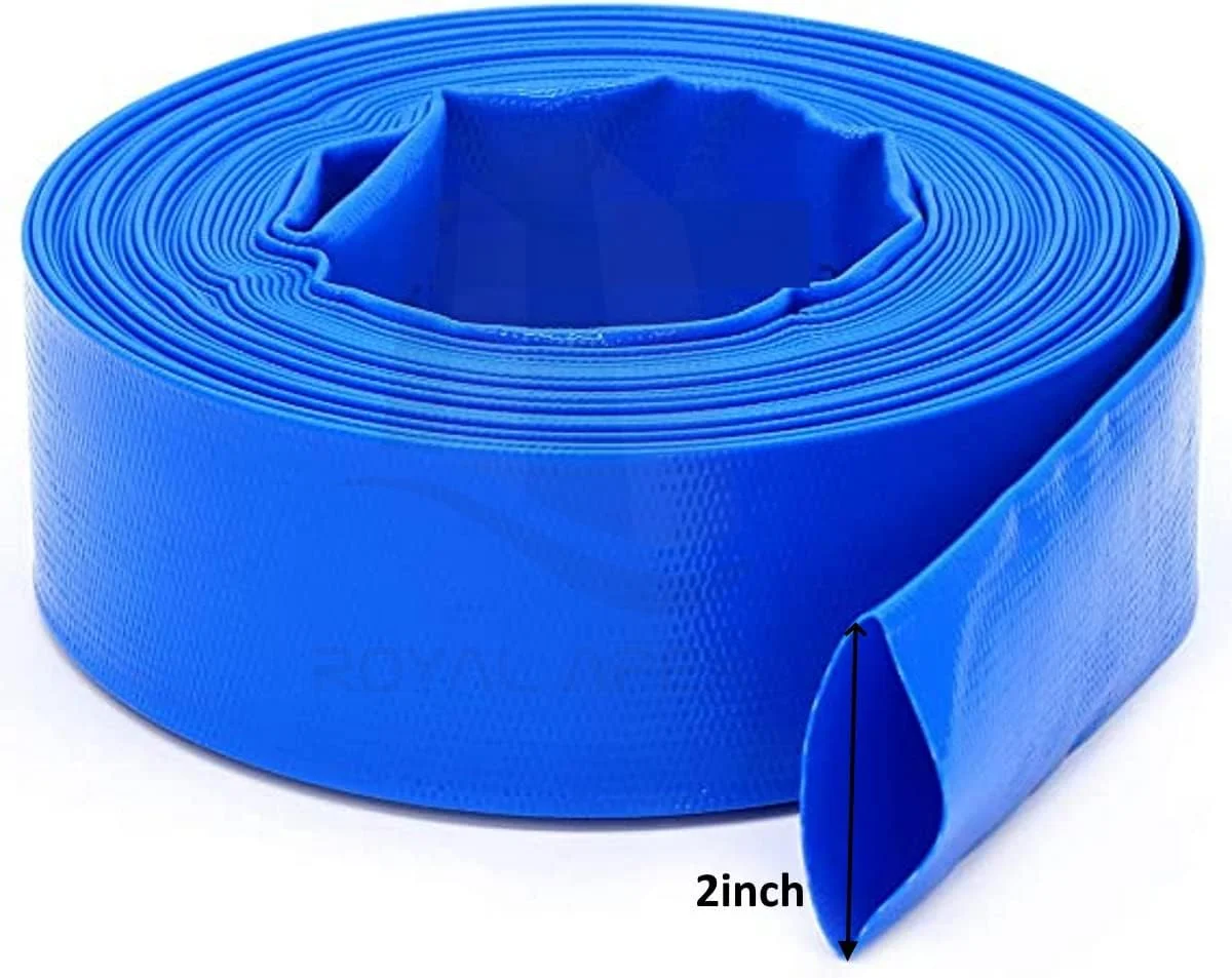 شیلنگ تخلیه تخت تقویت شده سنگین رویال اپکس برای آبیاری پمپ - شیلنگ های استخر مقاوم در برابر آب و هوا و مواد شیمیایی برای استخرهای داخل زمینی، شیلنگ فیلتر و شیلنگ تخلیه - 10 متر (2 اینچ)