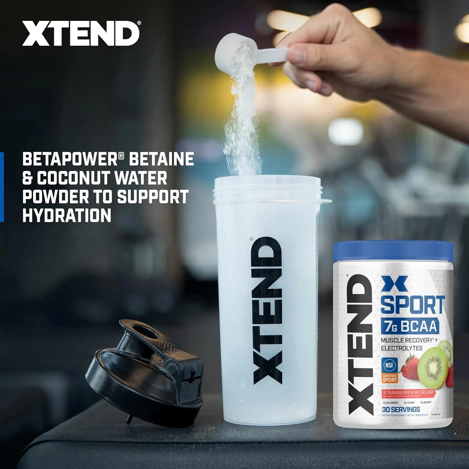 پودر بی سی ای ای ورزشی XTEND - پودر الکترولیت بدون قند برای ریکاوری و آبرسانی با آمینو اسیدها - طعم توت فرنگی کیوی - 30 سروینگ