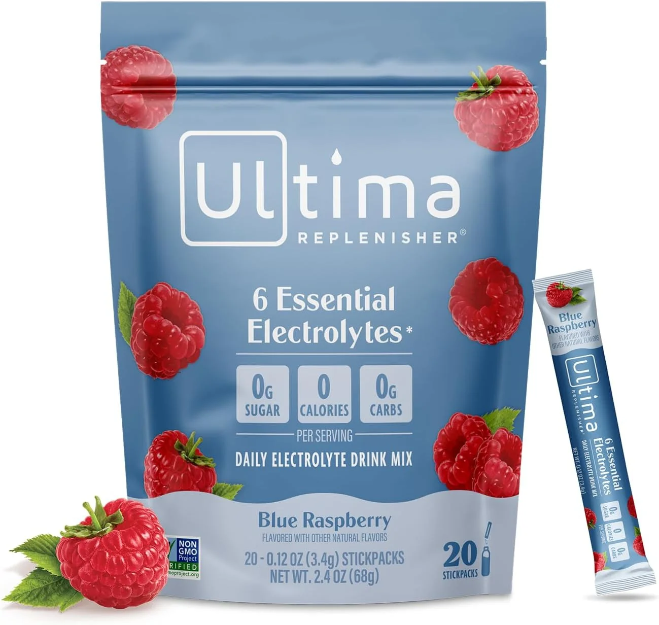 مخلوط نوشیدنی الکترولیتی روزانه Ultima Replenisher - تمشک آبی، 20 بسته چوبی - بسته های هیدراتاسیون با 6 الکترولیت و مواد معدنی کمیاب - مناسب برای کتو، وگان، غیر GMO و پودر الکترولیت بدون قند مخلوط نوشیدنی الکترولیتی روزانه Ultima Replenisher - تمشک آبی، 20 بسته چوبی - بسته های هیدراتاسیون با 6 الکترولیت و مواد معدنی کمیاب - مناسب برای کتو، وگان، غیر GMO و پودر الکترولیت بدون قند