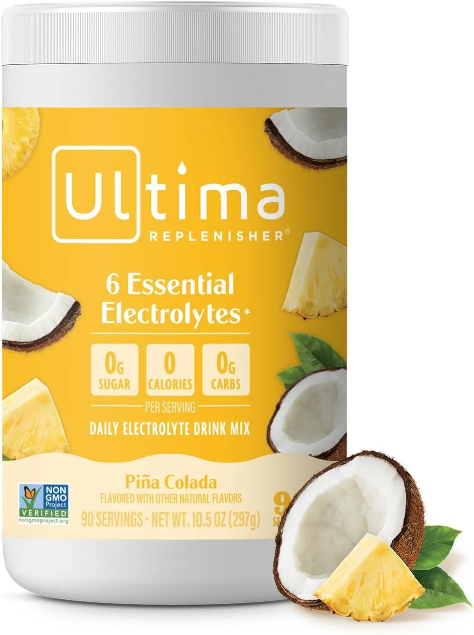 مخلوط نوشیدنی الکترولیتی Ultima Replenisher Mocktini - پینا کولادا، 90 سروینگ - پودر هیدراتاسیون با 6 الکترولیت و مواد معدنی کمیاب - مناسب برای کتو، غیر GMO و پودر الکترولیت بدون قند