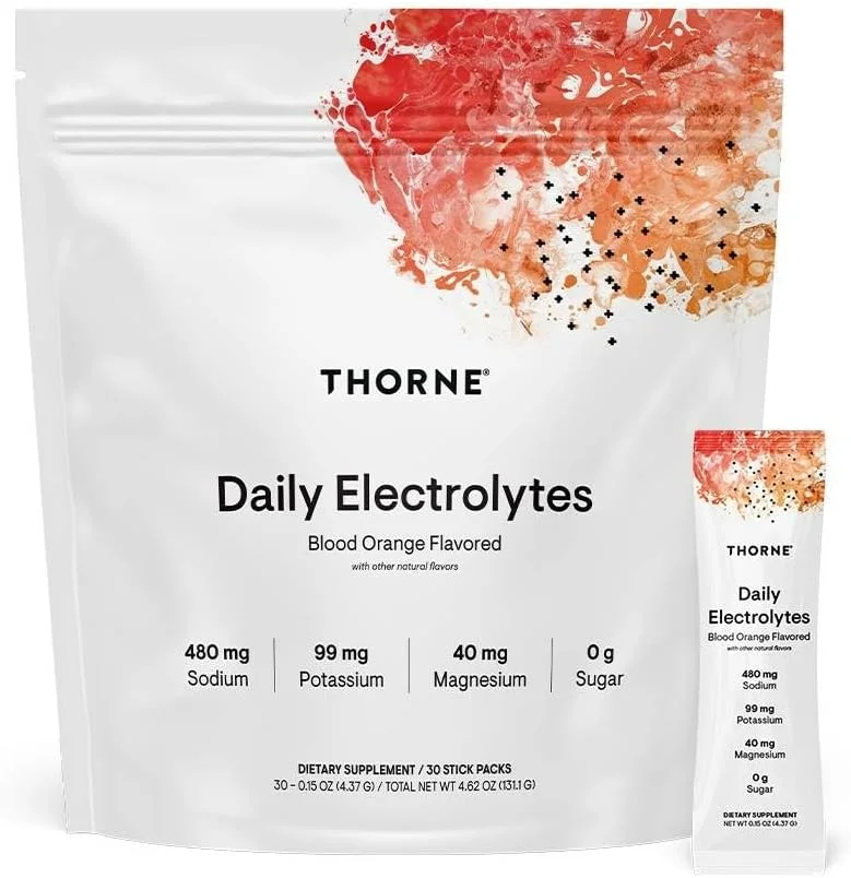 THORNE - الکترولیت های روزانه - مخلوط نوشیدنی الکترولیت بدون قند و کم کالری - طعم دهنده و شیرین کننده طبیعی - دارای گواهینامه NSF برای ورزش - پرتقال خونی - 30 بسته چوبی