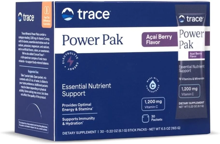 پودر الکترولیت آکای بری Trace Minerals PowerPak، بسته 30 عددی، 147 گرم