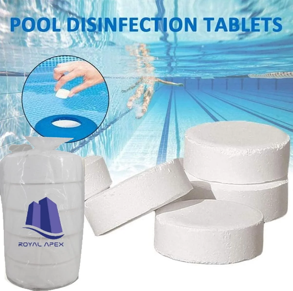 قرص کلر آهسته رهش رویال اپکس 1 کیلوگرمی، ضدعفونی کننده آب استخر و جکوزی، درمان باکتری و جلبک با محافظت در برابر نور خورشید/UV، TCCA 3 اینچ 200 گرمی 5 عدد، ساخت اتحادیه اروپا (بسته 3 عددی (15 قرص)) قرص کلر آهسته رهش رویال اپکس 1 کیلوگرمی، ضدعفونی کننده آب استخر و جکوزی، درمان باکتری و جلبک با محافظت در برابر نور خورشید/UV، TCCA 3 اینچ 200 گرمی 5 عدد، ساخت اتحادیه اروپا (بسته 3 عددی (15 قرص))