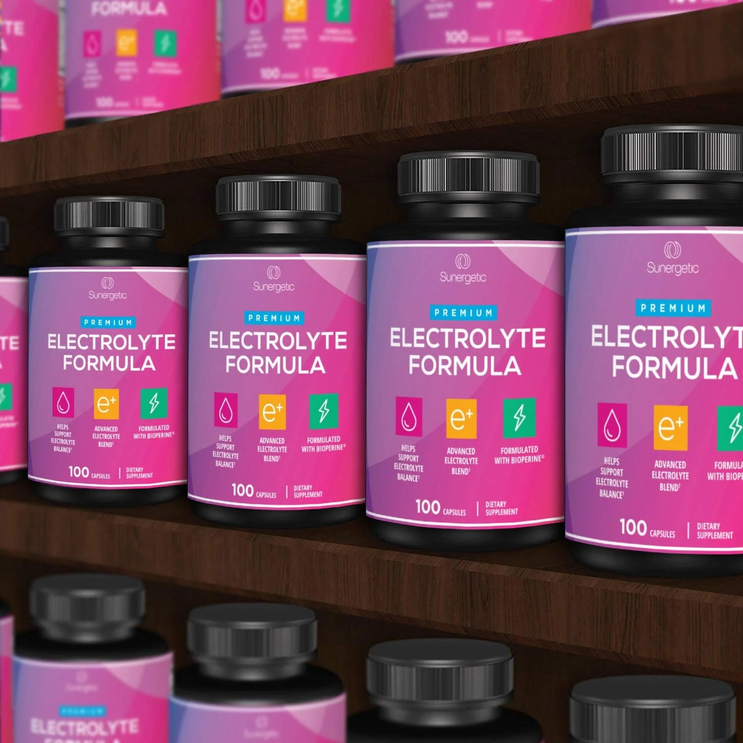 کپسول های الکترولیت پریمیوم سانرژتیک، پشتیبانی از کتو، کم کربوهیدرات، آبرسانی مجدد و ریکاوری - کپسول های جایگزین الکترولیت شامل نمک های الکترولیت، منیزیم، سدیم، پتاسیم 100 کپسول